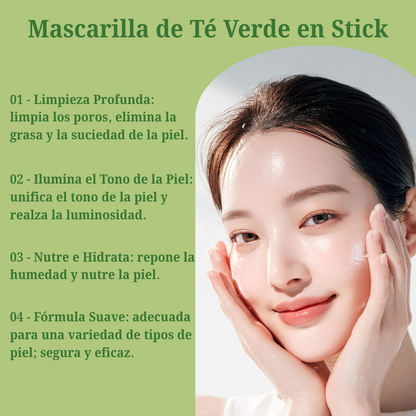 Mascarilla de Té Verde en Stick: Tu Ritual de Limpieza Profunda en 10 Minuto