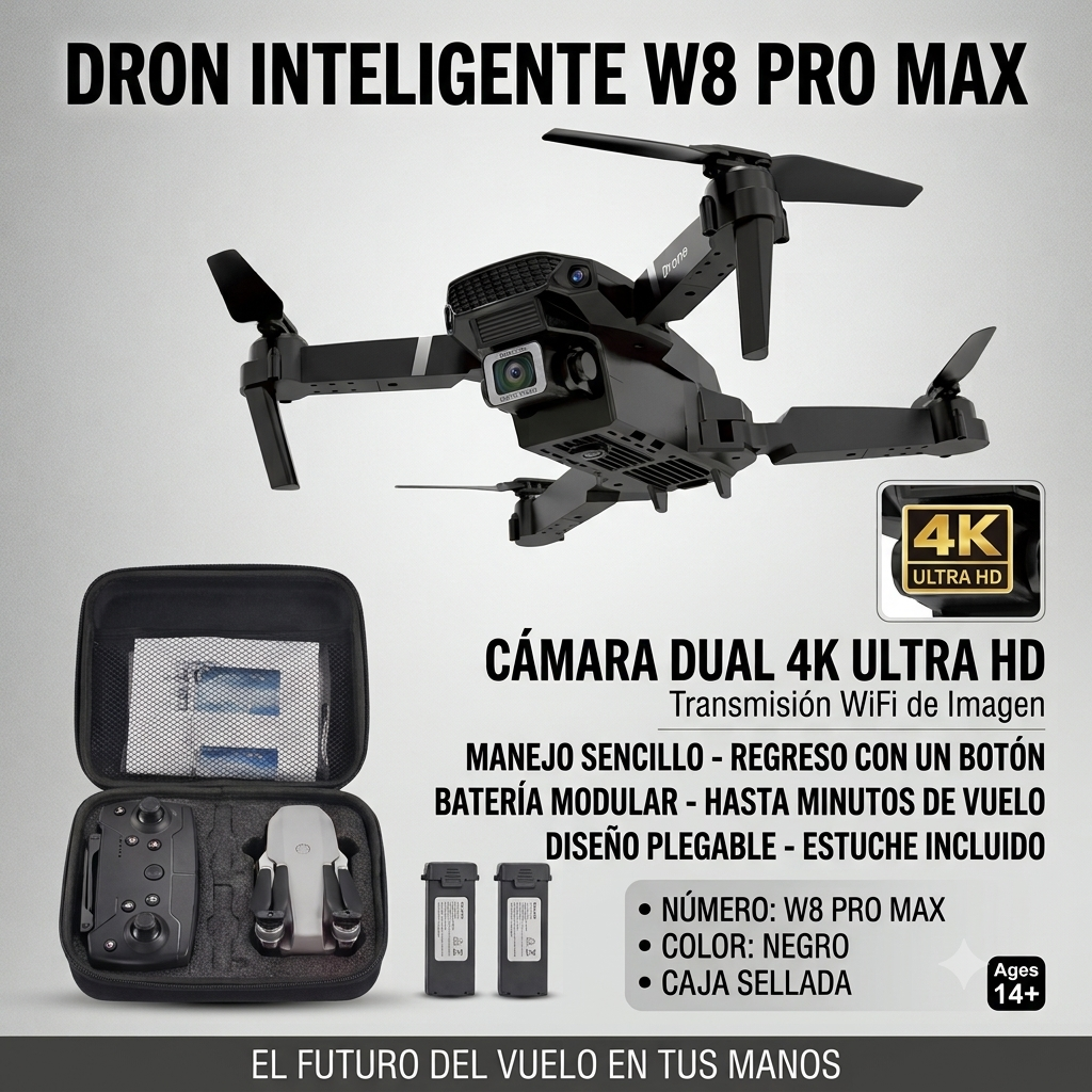 AeroVision™ 4K Pro | Dron Plegable Inteligente con Doble Cámara + Maletín Gratis